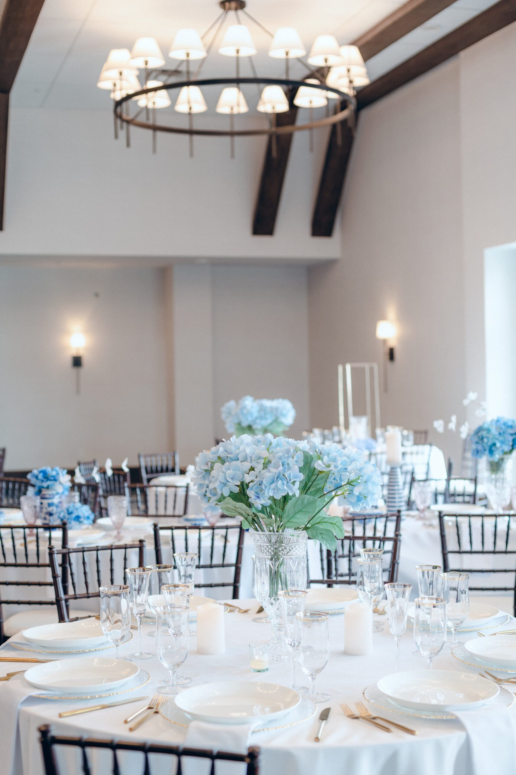 Blue Wedding Set up in Ballroom