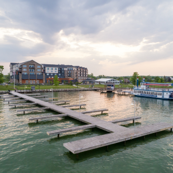 panorama shot of the docks on the lake